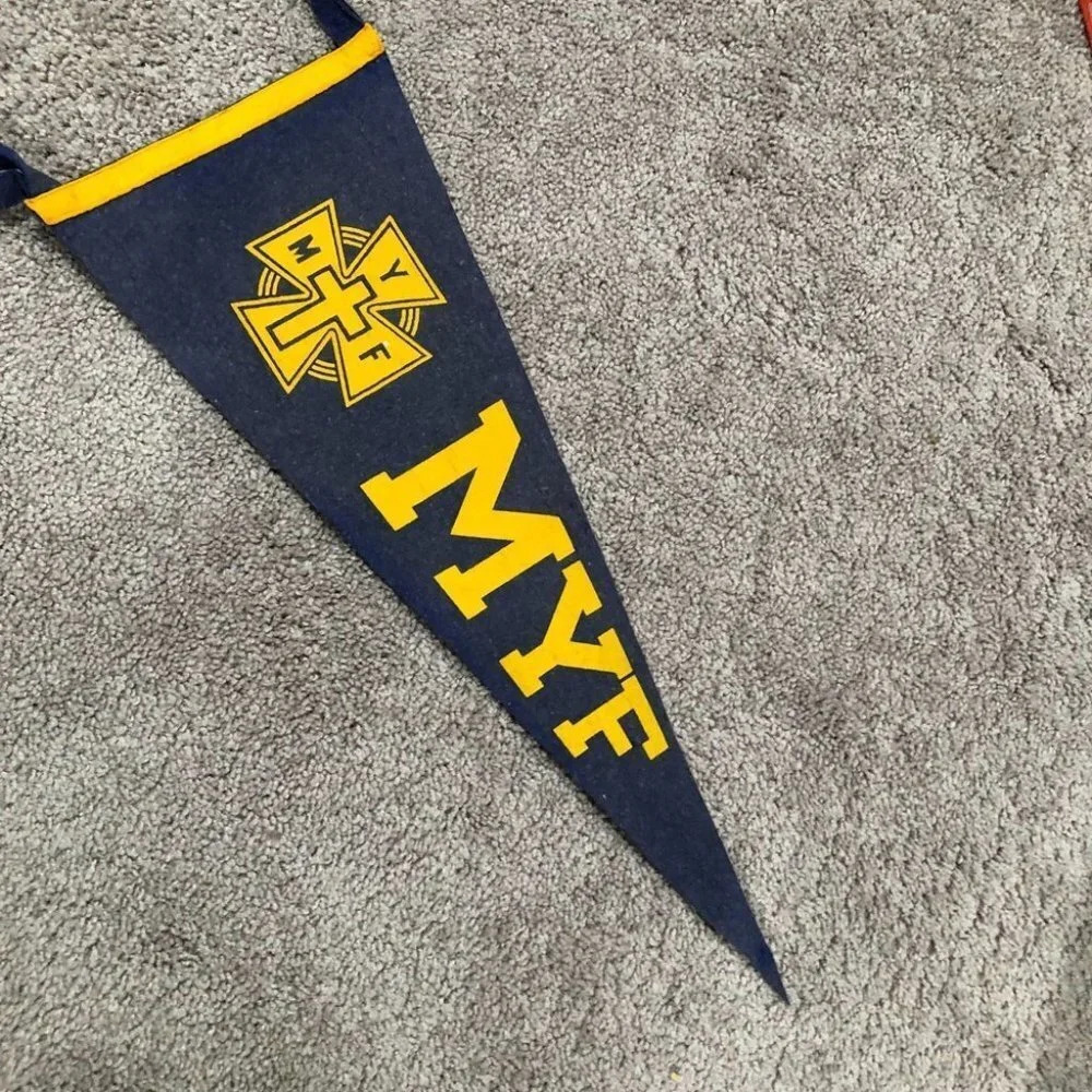 1950s Antique MYF‎ Pennant Flag 23"